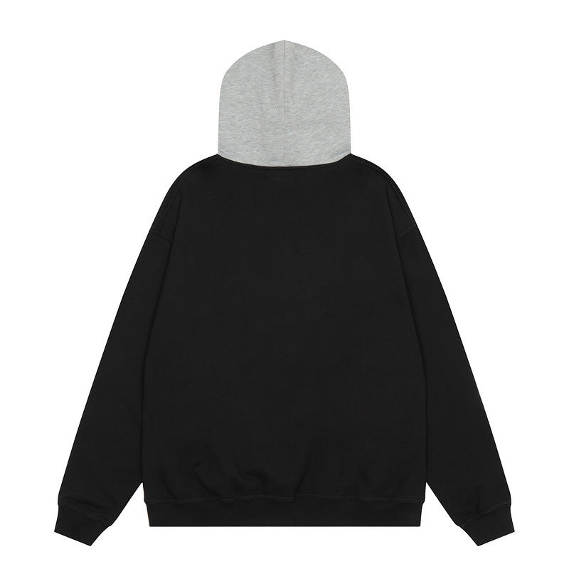 Present Hoodie Wolf Head Printed Stitching Hoodie