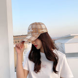 Vintage Check Baseball Cap Letter Embroidery