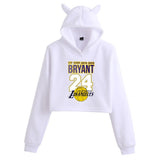 In Memory of Kobe Hoodie Kobe Peripheral Printing Casual Women Navel Cat Ear Sweater