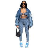 Women Top & Pant 2 Piece Set Summer Stripes Strap Vest Slim-Fit Pants Suit