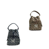 Yankees Shoulder Bag Denim Drawstring Messenger Bag Wide Shoulder Strap Women's Handbag