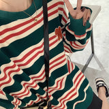 Diana Harvard Sweatshirt Vintage Stripe Sweatshirt Loose