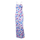 Spring and Summer Women's Sexy Print Backless Strap Dress