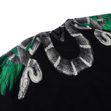 Marcelo Burlon T Shirt Street Green Snake Feather Printed Short Sleeve T-shirt Men and Women Harajuku Loose Wings Half Sleeve