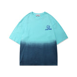 Men Tshirts Summer Smiley Face Printed Gradient Short Sleeve All Cotton Loose Casual Street