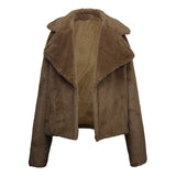 Women Sherpa Jacket Autumn and Winter Imitation Leather Fox Fur Cardigan Plush Leather Coat Rabbit Fur Shirt