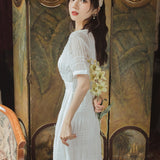 Women's cottagecore Dress Summer White Dress Women's Holiday Beach Dress