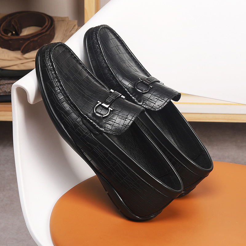 Loafers for Men Men Business Casual Leather Shoes Soft Leather Soft Bottom Lazybones' Shoes