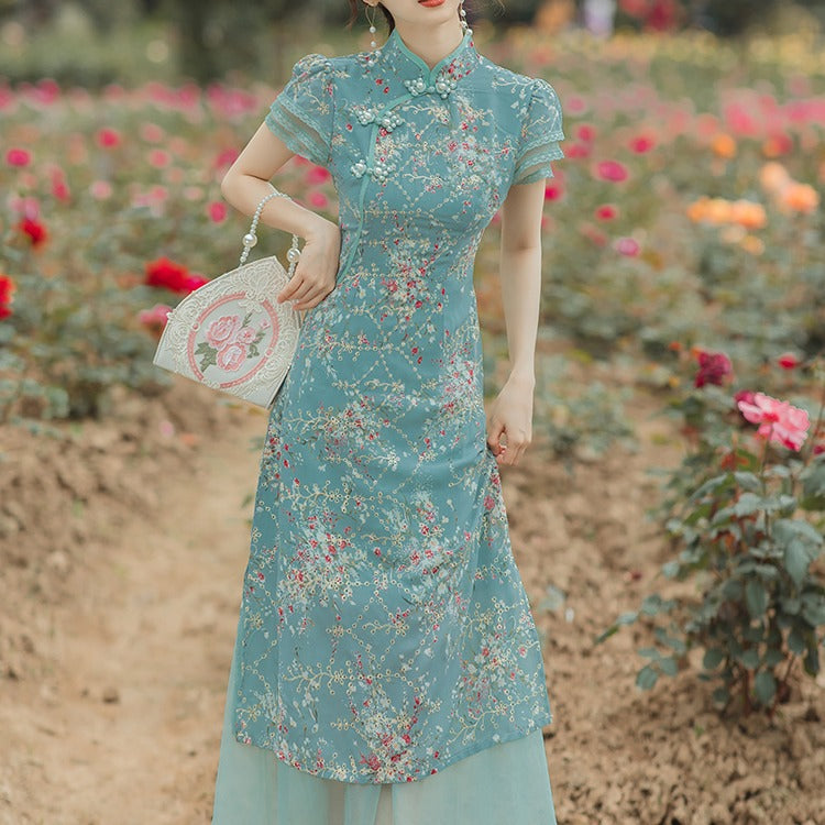 Women cottagecore Dress Girl Dress Vintage Cheongsam