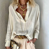 Women Bohemian Shirts Women's Spring Solid Color Long Sleeve