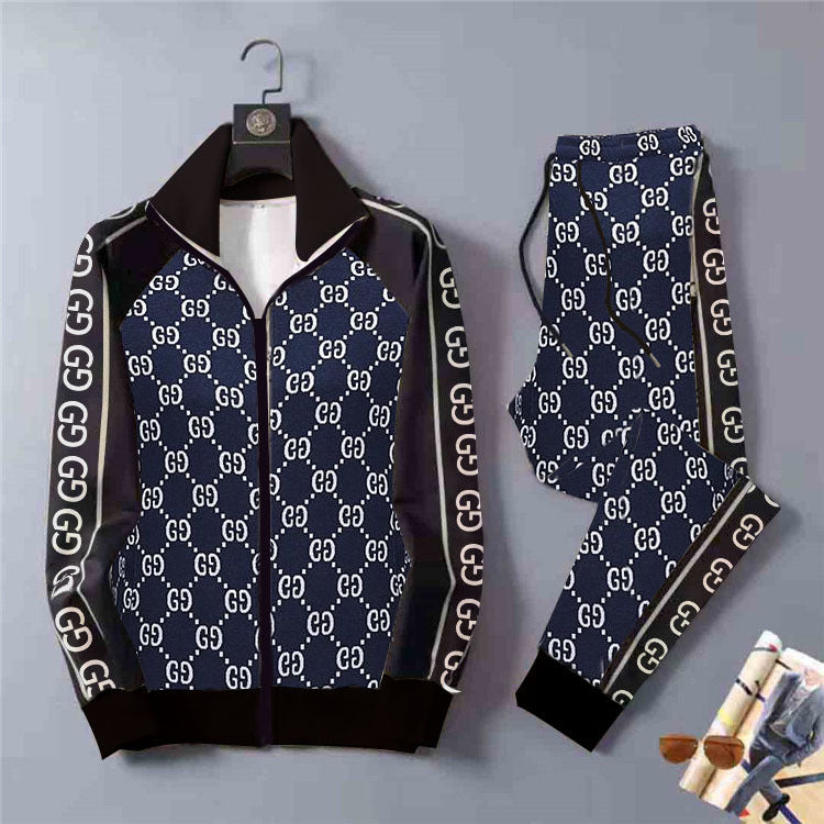 Men's Athletic Tracksuit Spring and Autumn Men's Sports Casual Cardigan Suit Men's Pants Letters