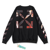Off White Sweatshirts Long Sleeve round Neck Sweater Autumn and Winter Printed round Neck Pullover Terry Sweater