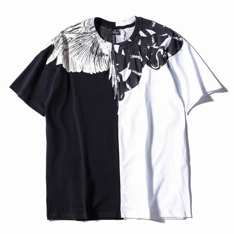 Marcelo Burlon T Shirt Python Wings Feather Printed Short Sleeve T-shirt Loose Couple Outfit Men and Women