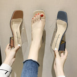 Nude Chunky Heel Transparent Sandals