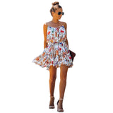 Spring and Summer Chiffon Printed Large Swing Strap Lace-up Temperament Commute Dress
