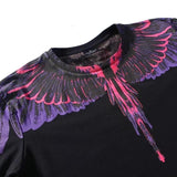 Marcelo Burlon T Shirt Purple Wings Feather Short Sleeve T-shirt Loose Version Couple's Tops Men and Women Half Sleeve