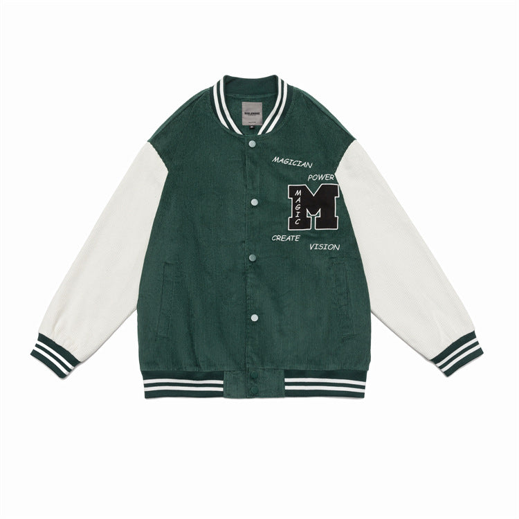 Letterman Jacket Outfit Senior Jackets Varsity Baseball Coat Vintage Loose Embroidered Jacket