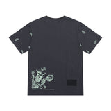We11done T Shirt Leaf Album Frame Printing Loose Men's and Women's round Neck Short Sleeve Cotton