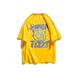 Men's T-shirt Summer Smiley Face Letter Print Casual Loose Short Sleeves T-shirt