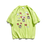Men's T-shirt Love Bear Summer Casual Loose Cartoon Printed Short-Sleeved T-shirt Men Tee