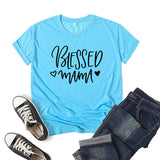 Boy Mama T Shirt Blessed Mama Printed Short Sleeve round Neck T-shirt