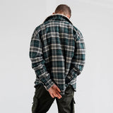 Mens Flannel Jacket Rep Retro Lapels Lambswool Shirt Padded Jacket Men's High Street Pocket Top