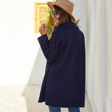 Women Sherpa Jacket Solid Color Double Breasted Suit Collar Belt Cardigan Women's Coat