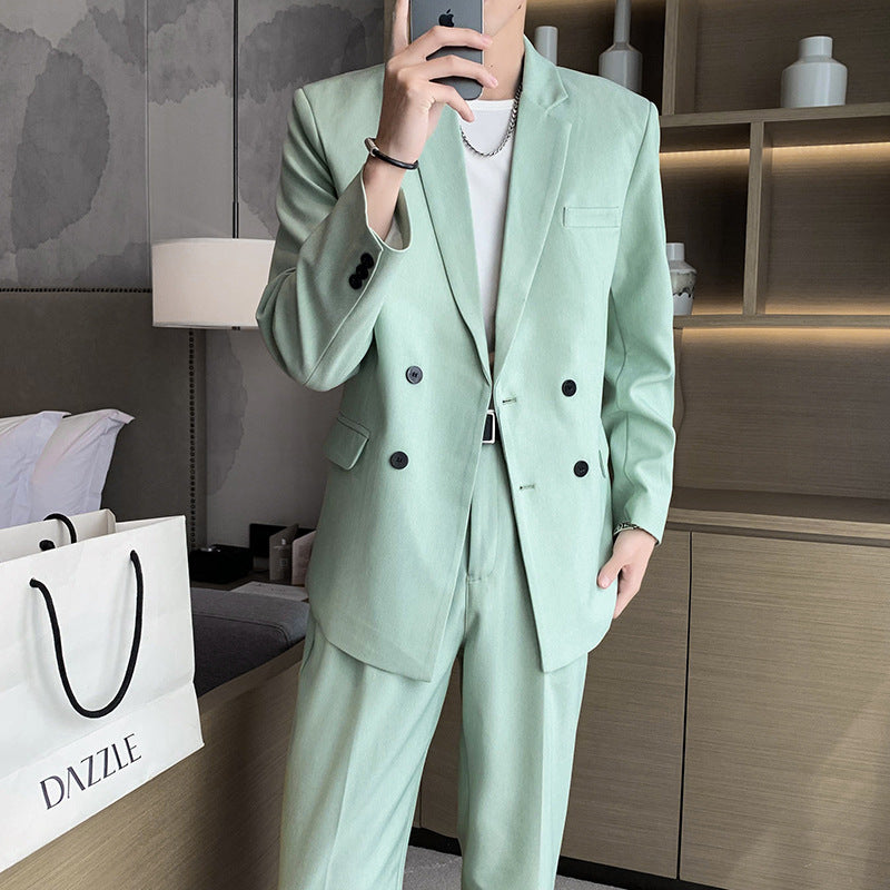 Seersucker Suit Solid Color Small Suit Two Two-Piece Set