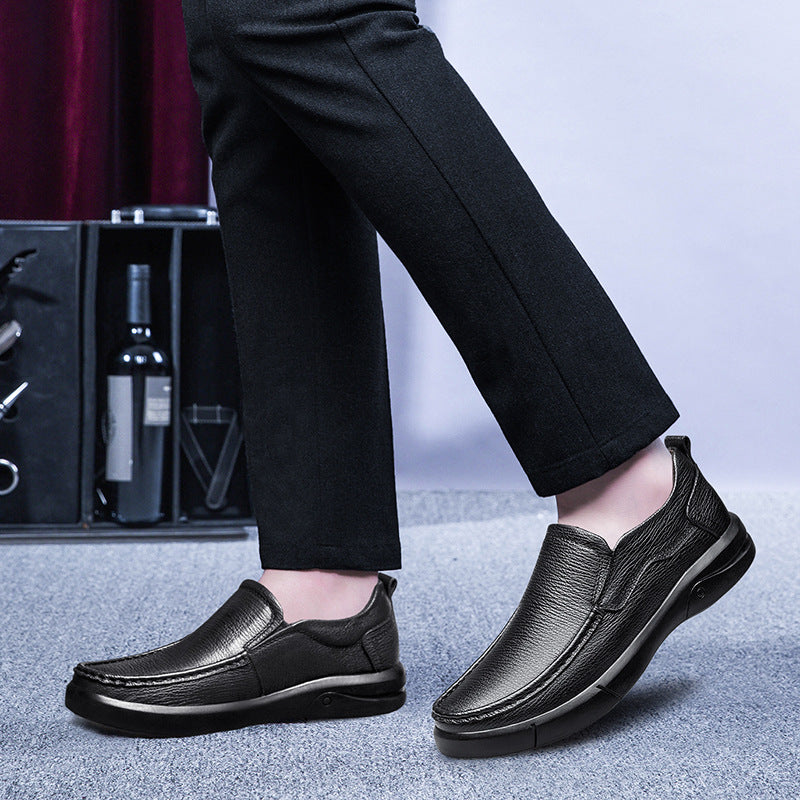 Loafers for Men First Layer Cowhide Men's Leather Shoes Soft Bottom Soft Surface Slip-on