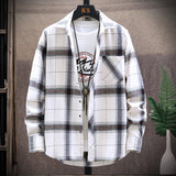 Mens Flannel Jacket Brushed Plaid Slim Fit Long Sleeve Shirt Men Casual Overshirt