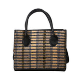 The Teacher Tote Vintage Crossbody Large Capacity Shoulder Bag Simple Color Plaid Stitching Portable Women's Bag
