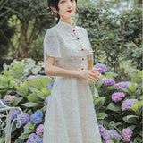Women cottagecore Dress Square Collar Dress French Retro Female Dress