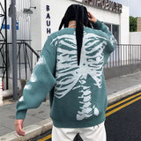 Skeleton Hoodie Skeleton Knitwear Men's Street Loose round Neck Sweater Pullover