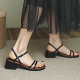 Nude Chunky Heel Roman Sandals