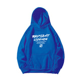 Slogan Graphic Hoodie Blue Printed Coat