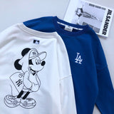 Yankees Spring round Neck Sweater Embroidered Back Mickey Mouse Print