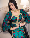 Muslim Women Stylish Kashibo Abaya Muslim Ladies Long Gown Islamic Clothing Jilbab Jalabiya Printed Stitching Robe