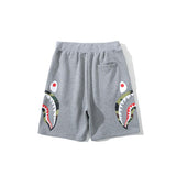 Shark Print Shorts Men's Double Camouflage on Side Shark Head Shorts Camouflage Elastic Waist Fifth Pants Middle Pants Fashion Brand Casual Shorts