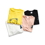 Summer Back Cartoon Bear Laser Printed Short-Sleeved T-shirt Men's Fashionable Loose Casual Student Top