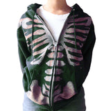 Skull Hoodie Halloween Skull Long Sleeve Hoodie Zipper Cardigan Jacket