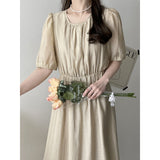 Kim Kardashian Marilyn Monroe Dress Summer French round Neck Dress