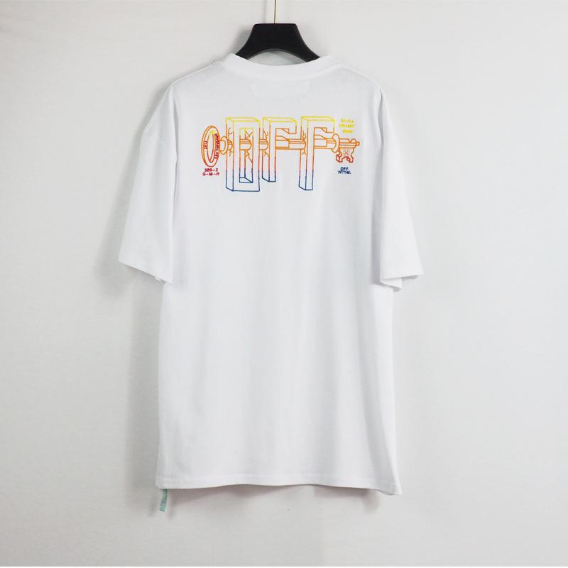 Off White T Shirt Women Cartoon Printed Arrow Men Short Sleeve Tshirt Pure Cotton Owt