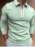 Polo Shirts Autumn Men's Zipper Stitching T-shirt Long Sleeve