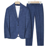 Seersucker Suit Striped Artistic Casual Men's Clothing Two-Piece Set
