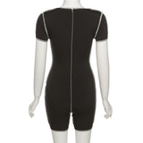 Summer women's personalized line high waist hollow strap sheath casual sports jumpsuit