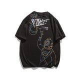 Men T Shirt Summer Casual Tops Men's Summer Short-Sleeved T-shirt Men's Fashion Brand Casual Simple Cartoon round Neck Loose T-shirt