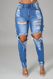 Women Distressed Denim Jeans Ripped Jean Worn Stretch Jeans Skinny Pants Women