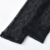 Kesha Black Dress Jacquard See-through Zipper Body Stocking Jumpsuit for Women
