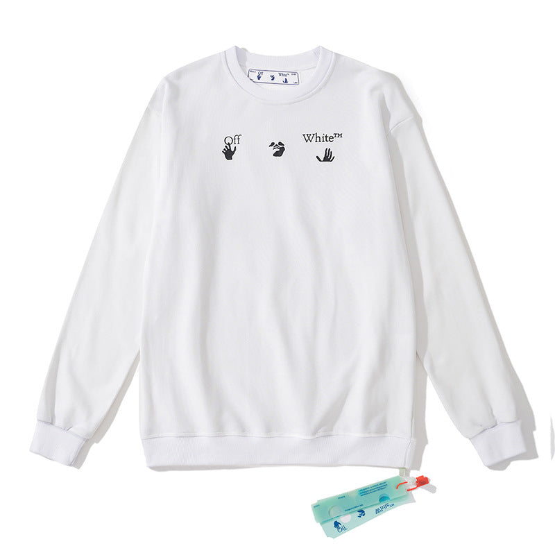 Off White Sweatshirts Long Sleeve round Neck Sweater Autumn and Winter Pattern round Neck Pullover Terry Sweater