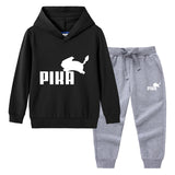 Children Pokemon Pikachu Hoodie & Pant Set Hooded Sweater Trousers Two-Piece Set Baby Cotton